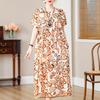 Abiti eleganti taglie forti per donna Abito lungo vintage a maniche corte allentato casual