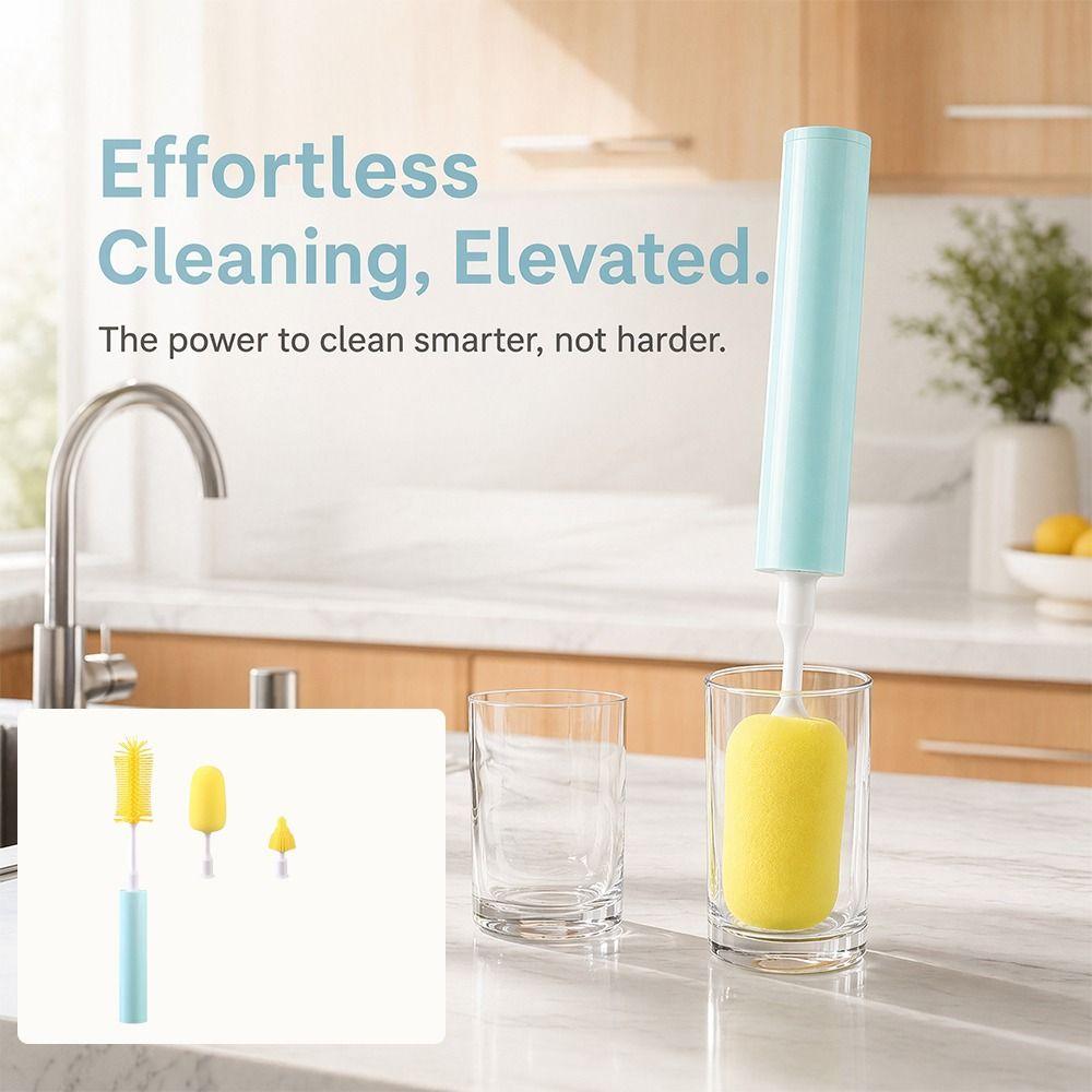 Silicone Brush Head Electric Bottle Brush 360 Degree Rotation Baby Bottle Brush Kitchen Use