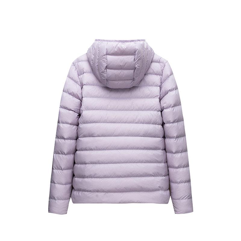 Anta Solid Color Hooded Long Sleeve Down Jacket Women Outerwear Vine-Flower-Purple 162447902-3
