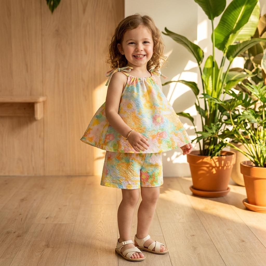 Summer New Korean-Style Floral Suspender Set With Shorts Two-Piece Stylish Summer Outfit For Girls Children'S Clothing For Spring
