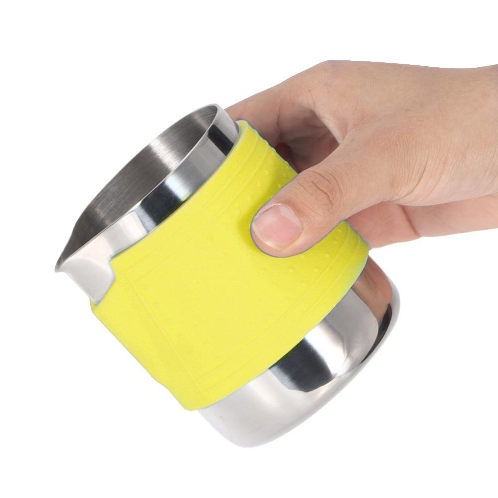 350ML Capacity Art Pitcher Silicone Heat Resistant Sleeve Rustless Steel Coffee Pour Jug Non-slip Cover