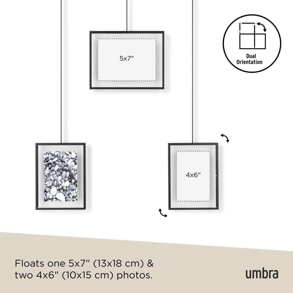 Umbra Wall Display Photo Frame, Black, W49 x D25 x H6cm, EXHIBIT 21016057040