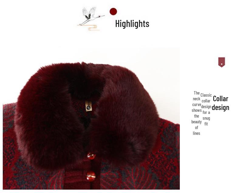 Elegant Fleece-Lined Wool Coat for Middle-Aged & Elderly Women - Cozy, Thickened Winter Jacket for Moms