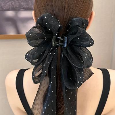 Große, elegante Haarspange mit Schmetterlingsschleife für Frauen und Mädchen – geeignet für den Valentinstag, süße einfarbige Farbe, langlebiger Kunststoff, einteilig