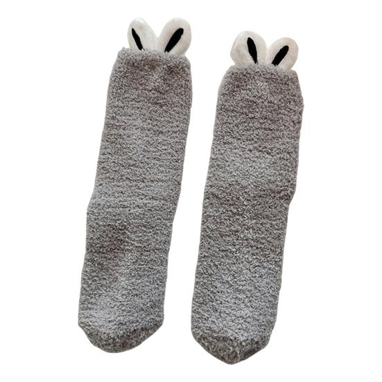Plush Socks with Rabbit Ears Women Winter Warm Fluffy Socks Thick Soft Cute Floor Socks for Home Bedroom Living Room Sleep