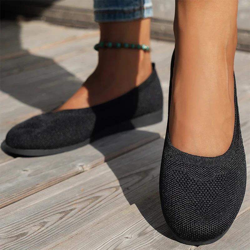 Fashion Women Knitting Shallow Flats Loafers Shoes Autumn Fashion Sport Shoes 2024 New Running Casual Shoes Cozy Walking Mujer Zapatos