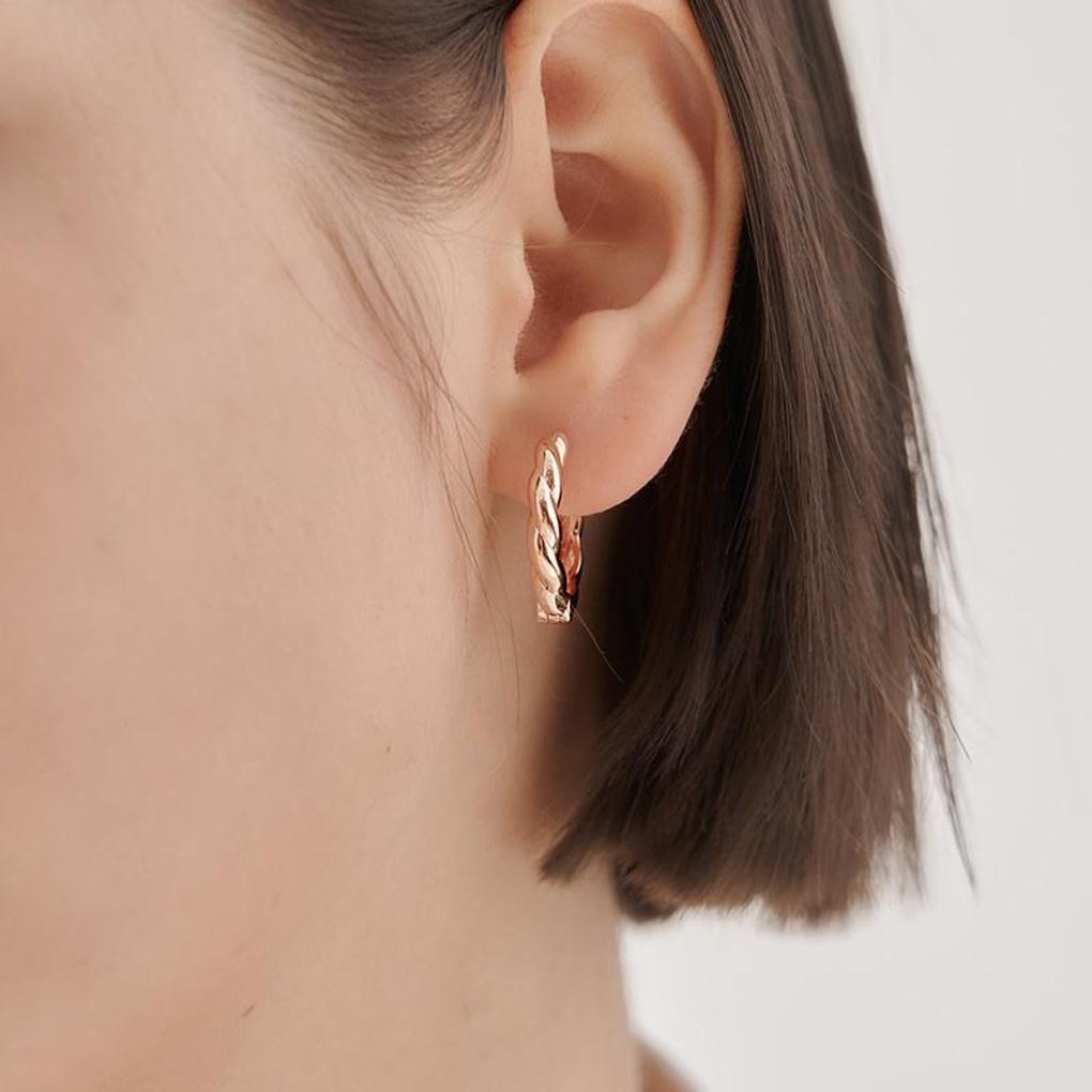 [ELLE Jewelry] 14K GF Twisted Round One-Touch Earrings ELGPEE557