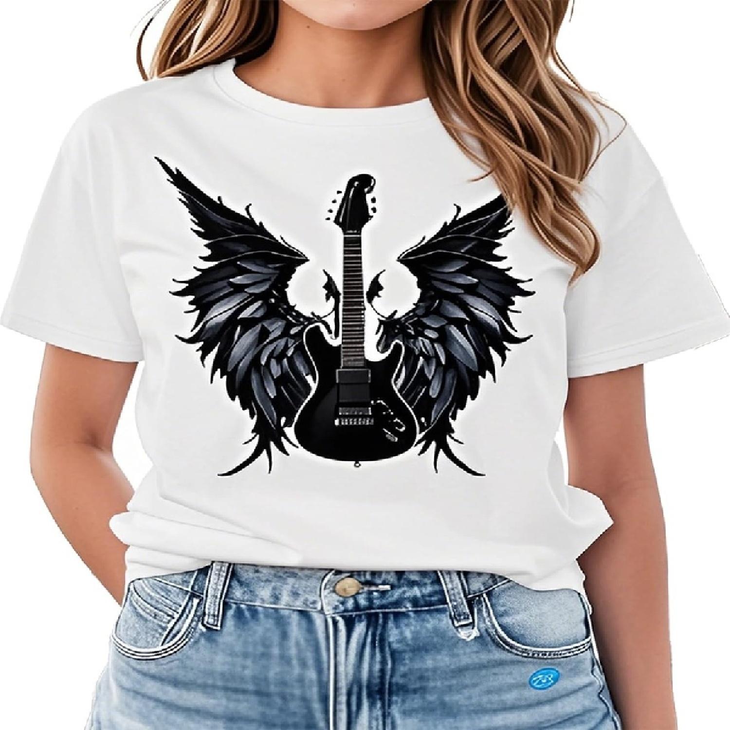 Women Vintage Rock T Shirts Summer Casual Loose Fit Short Sleeve Country Rock Band T-Shirts S