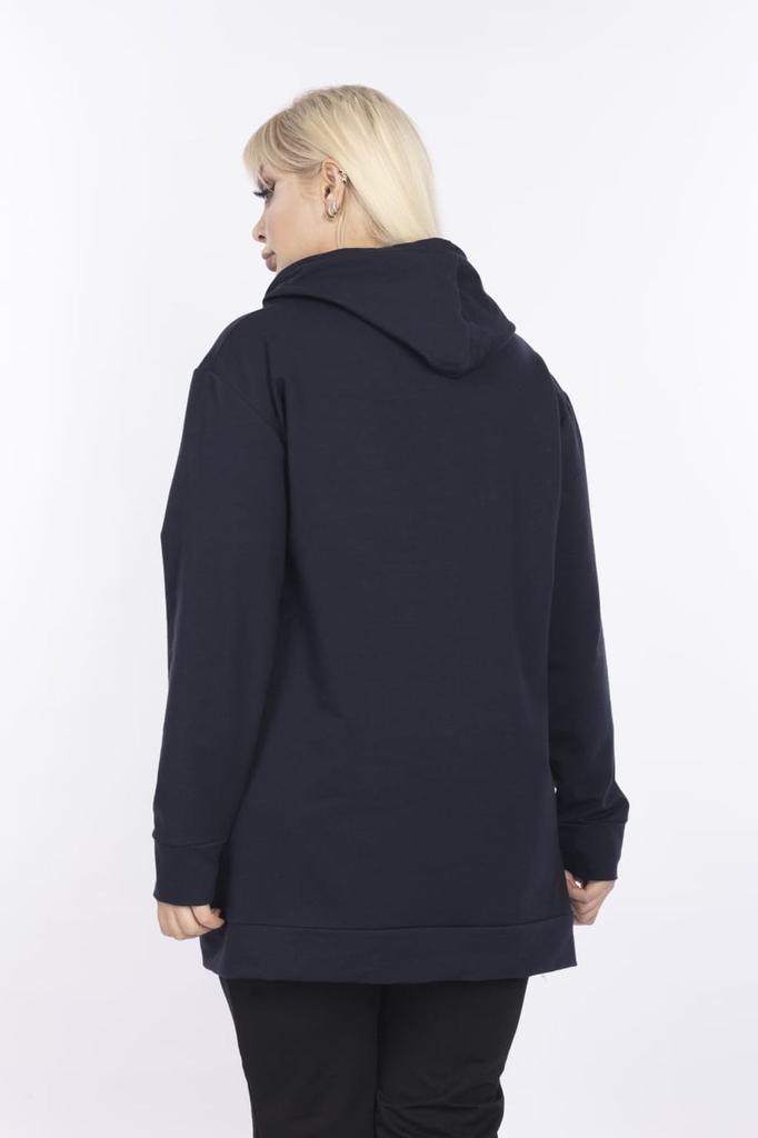 Damska Bluza w Stylu Oversize Odzież Plus Size Granatowa Bluza