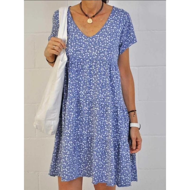 GMXIA Summer Plus Size Women's O-Neck Slim Short Sleeve Dresses