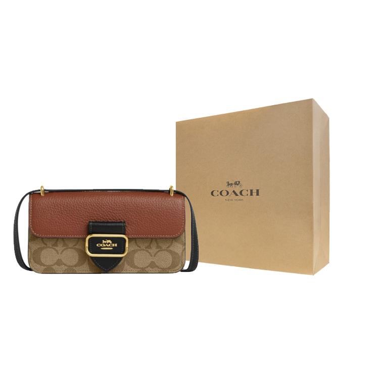 Coach Morgan Rindsleder mit Kunstleder Umhängetasche, Crossbody-Tasche Klein Damen Khaki Rotbraun Schwarz