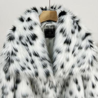 Eco-friendly Spotted Faux Fox Fur Coat - Women's Short Warm Winter 2025 Fashion 