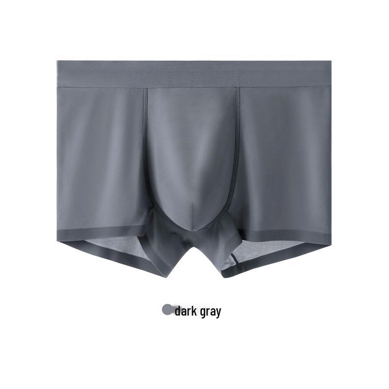 Men's Summer Ice Silk Antibacterial Quick-Dry Boxer Briefs - Mid-Waist, Seamless, Breathable Ultra-Thin Four-Corner Design.