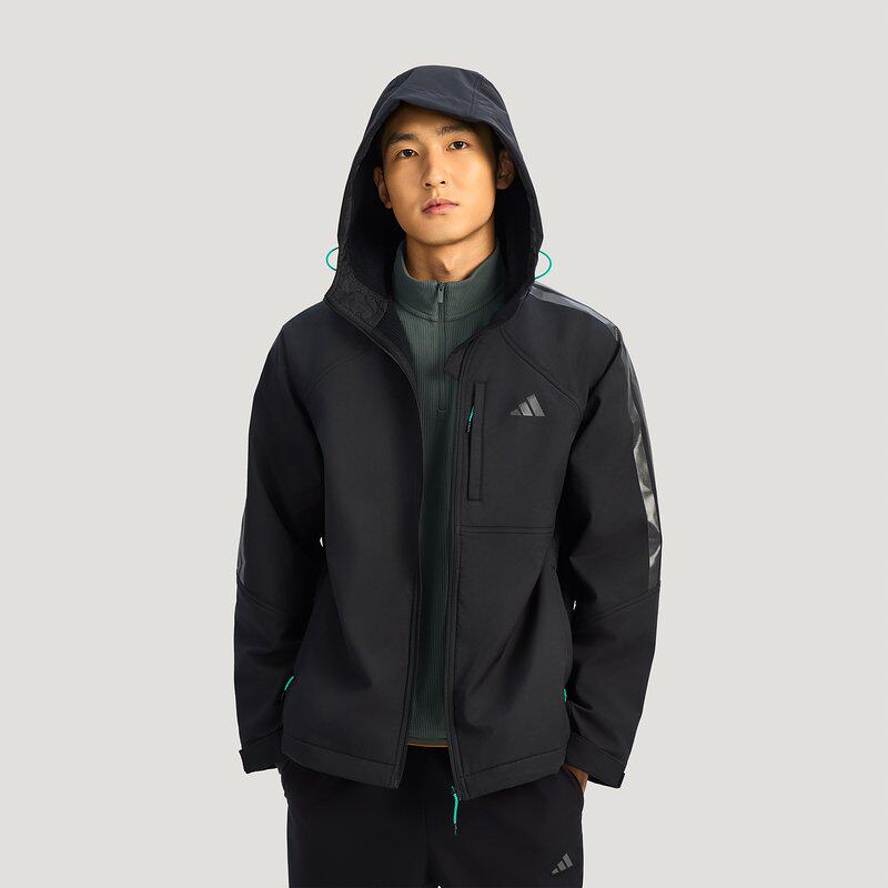 adidas Softshell FW25 Water-Resistant Warm Sports Outdoor Hooded Jacket Men Jacket KR2496