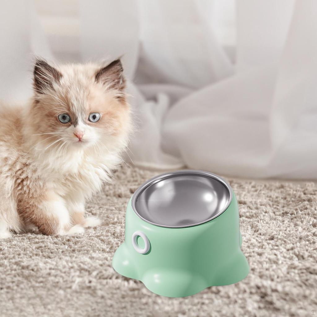 Tilted Cat Feeder Bowl Water Feeding Dish Food Dispenser for Small Dogs