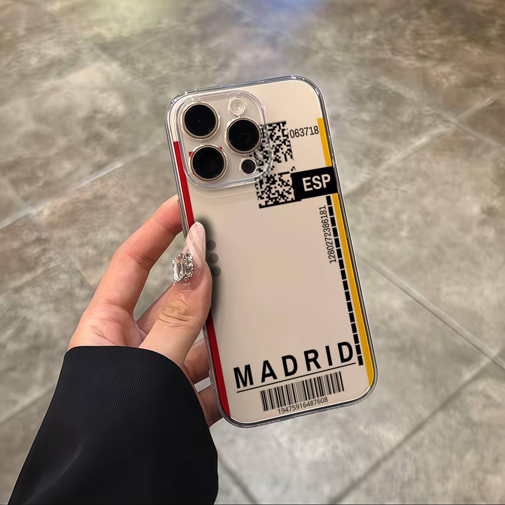 Funny World City Tourist Ticket Label Phone Case For iPhone 17 16 15 14 13 12 11 Pro Max Plus Mini Clear Soft Shell Thin Tpu