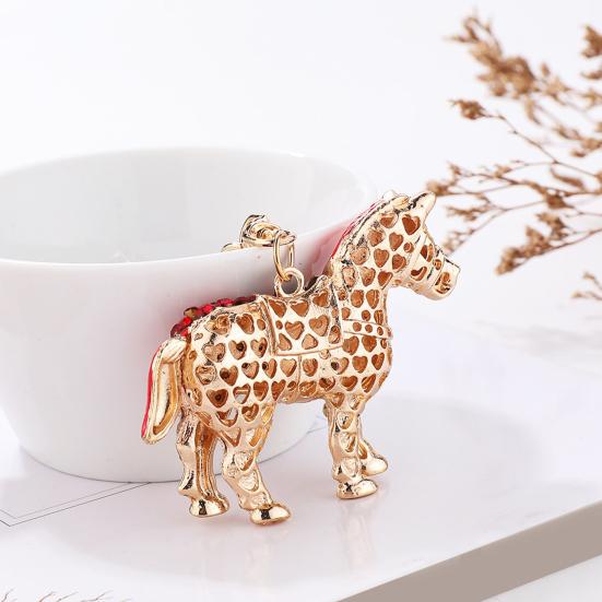 Rhinestone Horse Keychain Sparkling Animal Charm Key Chain Zinc Alloy Key Ring Pendant Handbags Wallet Accessories
