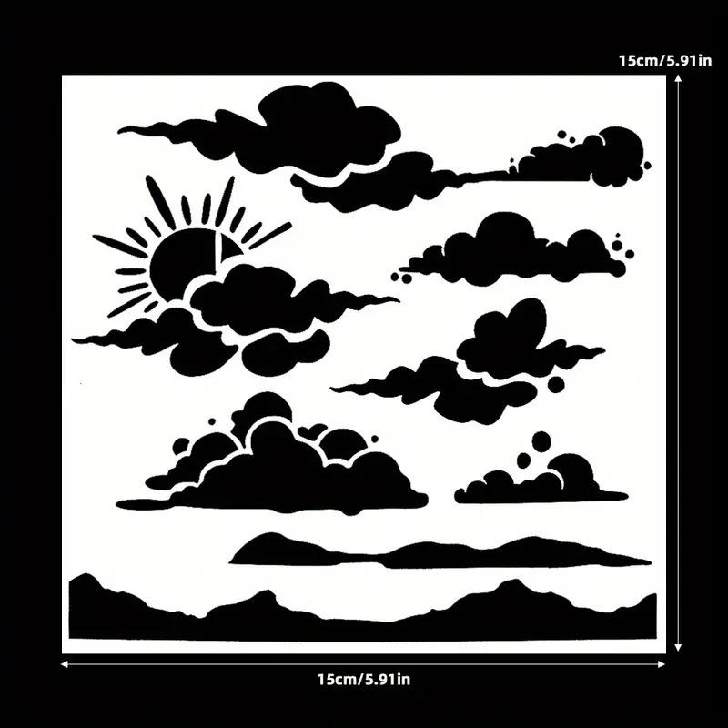 1 Folha, Modelo Tema Céu, Reutilizável, Modelo para Desenho com Bastão de Tinta a Óleo, Modelo Vazado para Pintura de Textura, Padrão de Nuvem