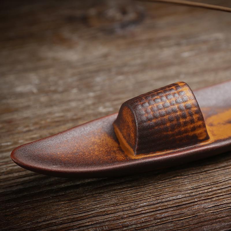 Chinese Style Retro Fishing Line Incense Burner, Home Decoration with a Flat Boat Lying Incense Diffuser Incense Pedestal