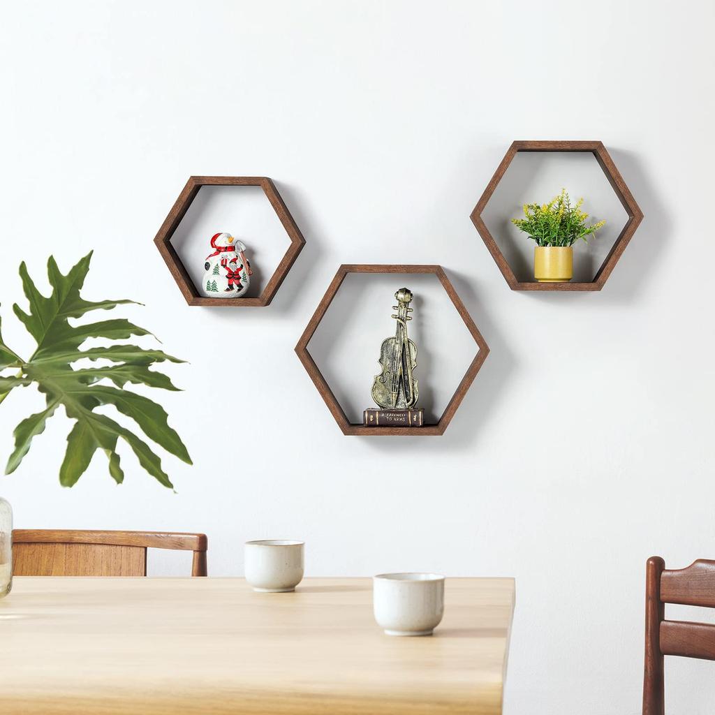 1PC Shelving Wall Hanging Wooden Hexagonal Frame Lattice Succulent Plant Frame Living Room Wall Decoration Top Wall Hanging Frame for Home