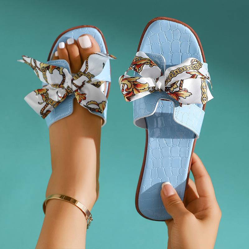 Fashionable Bow Flip-flops for Women, Summer New Style Flat Sandals, Household Large-size Women's Shoes