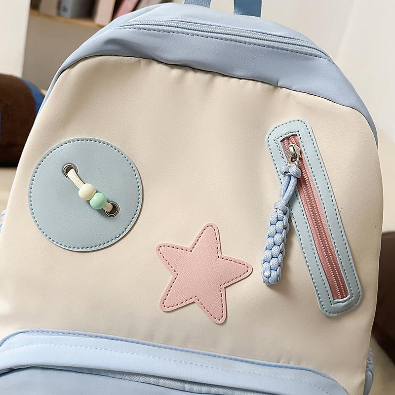 Color Block Student Schoolbag Large Capacity Backpack Women's Travel Backpack