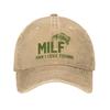 MILF Unisex I Love Fishing Unisex Women Baseball Caps Distressed Washed Caps Hat Outdoor Workouts Unstructured Soft Snapback Cap
