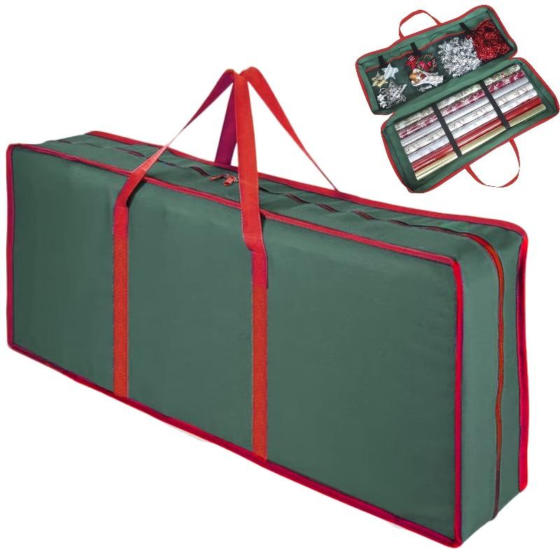 1pc Large Capacity Christmas Wrapping Paper Storage Bag - Gift Wrap Organizer for Bows, Ribbons & Rolls, Under-Bed Craft Drawer