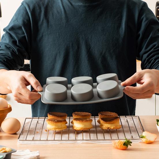 Silicone Cake Mold 6/12-Cavity Mini Fluted Tube Pan BPA-Free Non-Stick Small Cake Baking Mold Food Grade Silicone Mold Gifts for Bakers Mother's