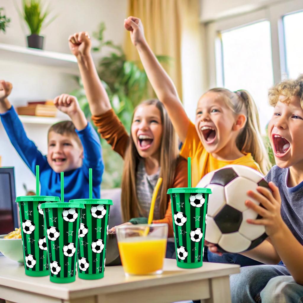 Kklolai 10 Stuks 24 Oz Plastic Voetbalbekers Herbruikbare Tumbler Met Deksel En Rietje Voetbal Verjaardagsfeest Cadeaus Voor Coach Fan Mannen Vrouwen