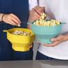 Silicone Popcorn Popper with Lid Reusable Collapsible Bowl Microwave and Dishwasher Safe for Home Party Office Baking Tools