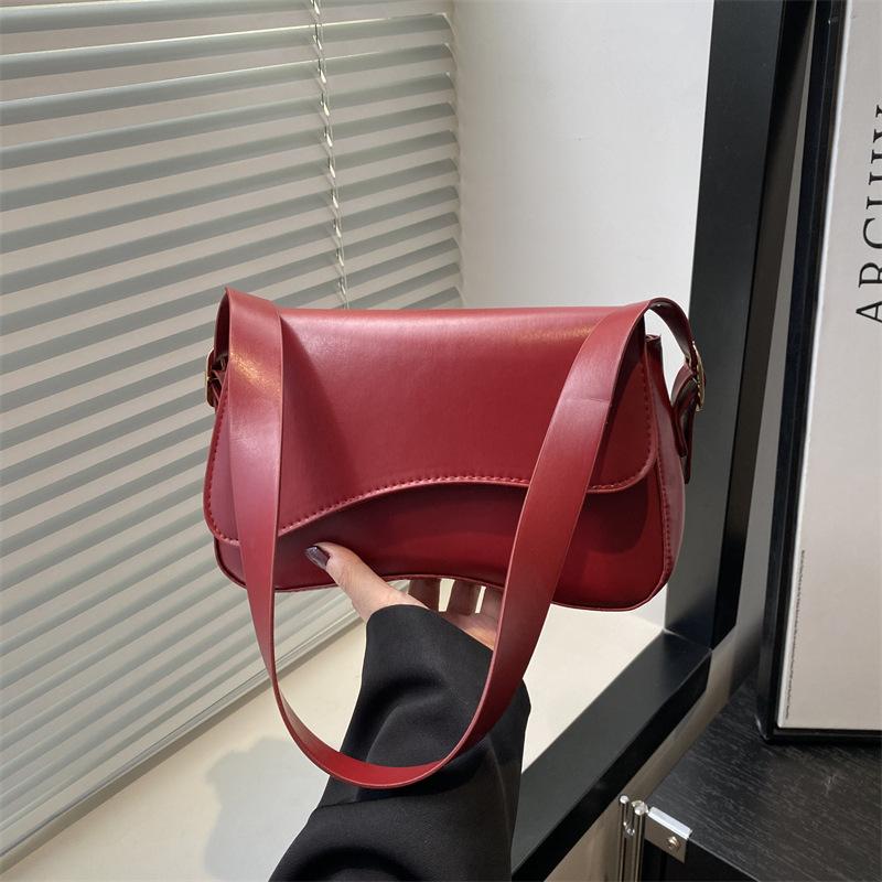 Solid Color Simple Casual Versatile Commuter Women's Bag New Popular Daily Practical Shoulder Underarm Bag Portable Handbag