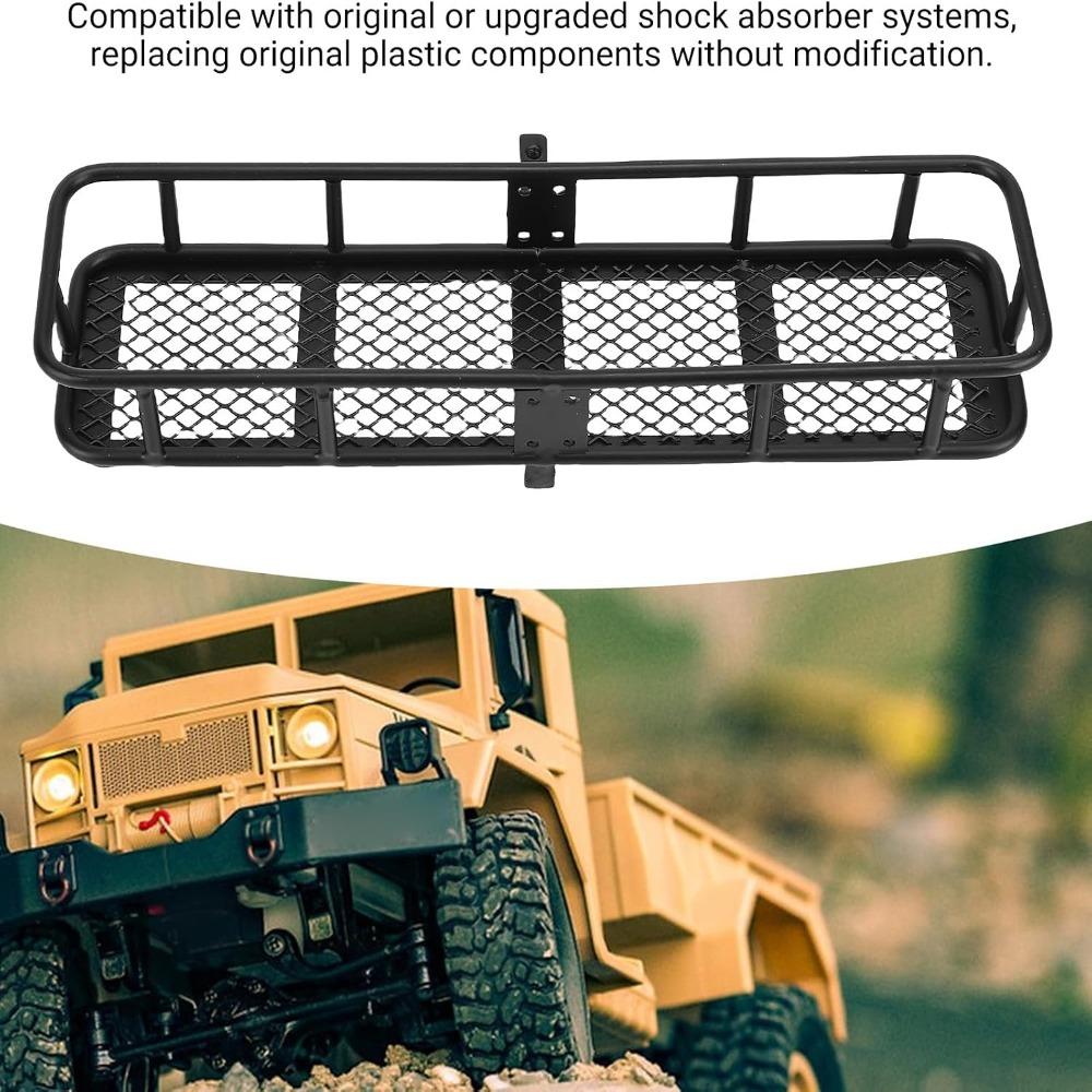 Black Spare Tire Mount Rear Carrier Impact Proof Luggage Basket for 1/10 RC Crawler