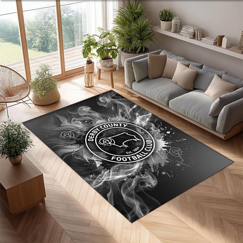 Tappeto in Velluto di Cristallo con Stampa del Derby County Football, Comodo Assorbente d'Acqua Antiscivolo Tappeto per Pavimenti Interni