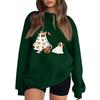 Women's Comfortable Casual Sweatshirt with Long Sleeve, Round Neck, Loose Fit, Small Halloween Print and Color Options
