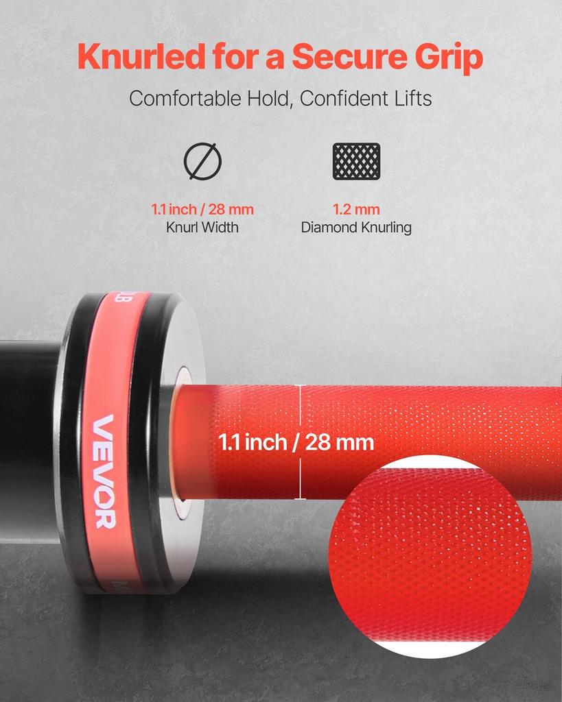180cm Barbell Bar, Fit 2-Inch Weight Plates, Barbell Bar with Knurled Grip for Strength Training, Weightlifting, Squat, Deadlift, Bench Press, Curl,