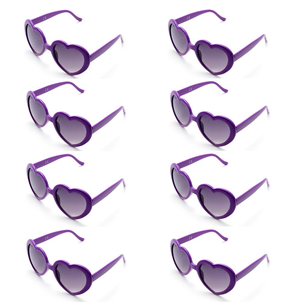 Lovatfirs 8 Pack Heart Sunglasses for Party Travel Women Men A total of 16 colors are available