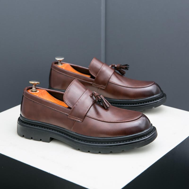 

Мужские туфли с кисточками в стиле ретро, мужские туфли на толстой подошве, универсальные, модные, из маленькой кожи, мужские офисные туфли для бизнеса, размер 38-46 46 коричневый