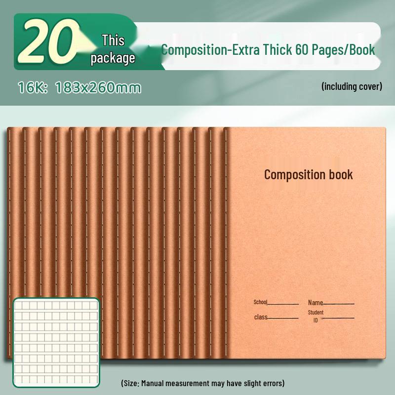 B5 Composition Notebook - Extra Thick, 400 Squares for Grades 2-6, First Semester, Elementary School, Language Arts.