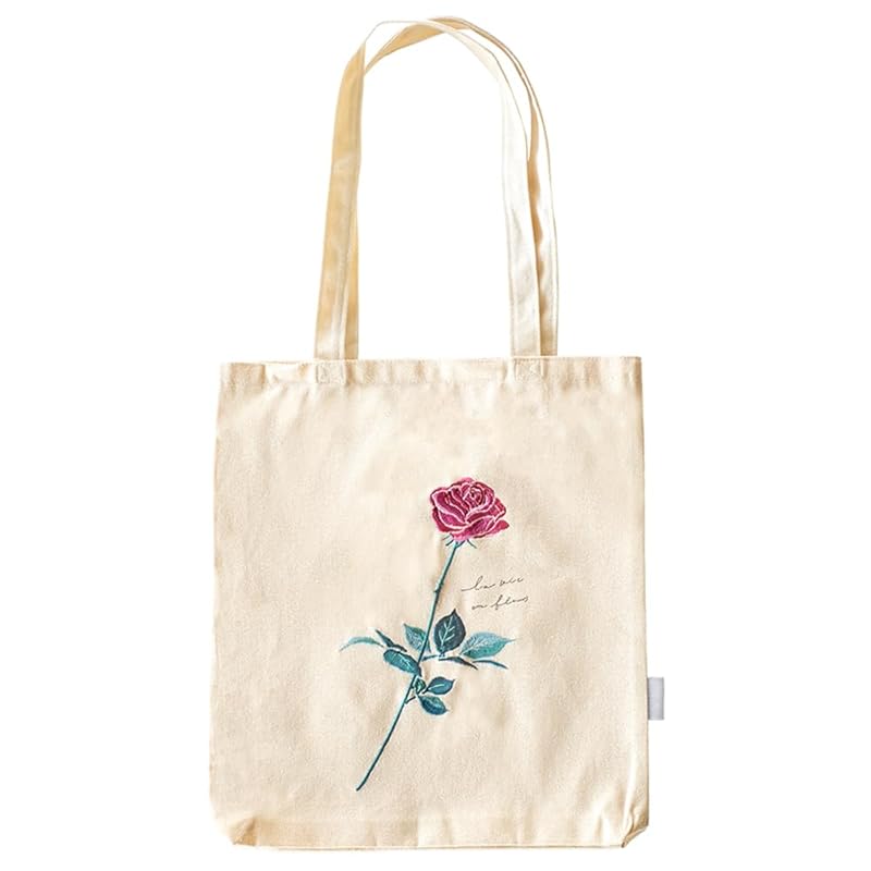 

Green House House) embroidered tote bag large rose IT001-1