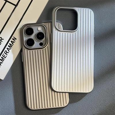 Slim Corrugated Matte Clear Case For iPhone 15 Plus 14 13 16 Pro Max Samsung S24 S23 Ultra Luxury Plating Wave Transparent Hard PC Back Cover Fundas