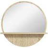 45cm Round Home Mirror, with Shelf - Natural Wood Effect