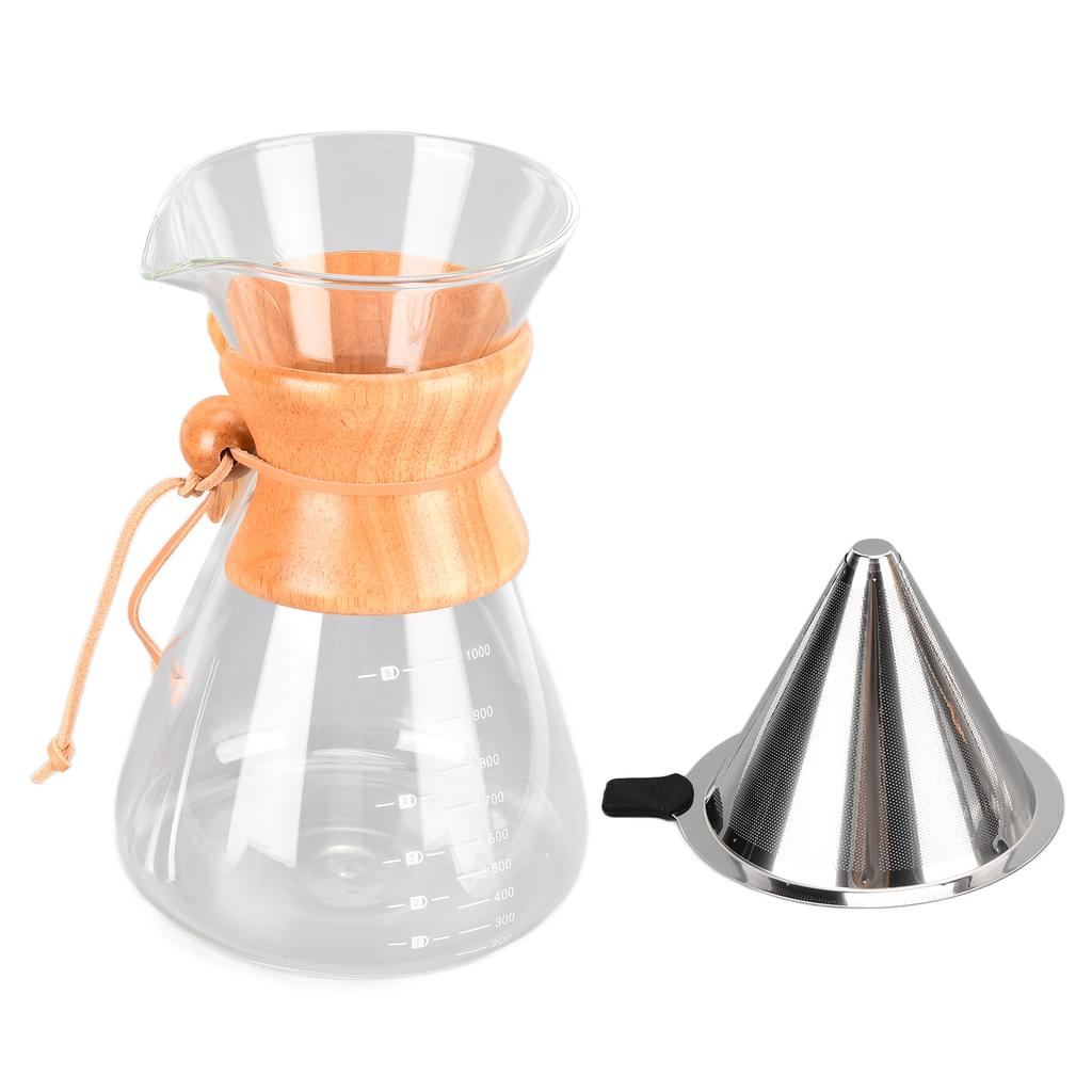 Heat Resistance Coffee Pot Dripper with Funnel Large Capacity Pour Over Coffee Maker for Home1000ml