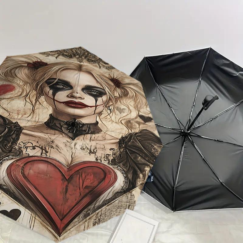 1PC Warner Heart Queen Umbrella-8-Rib Reinforced, Automatic Open, Lightweight-A111