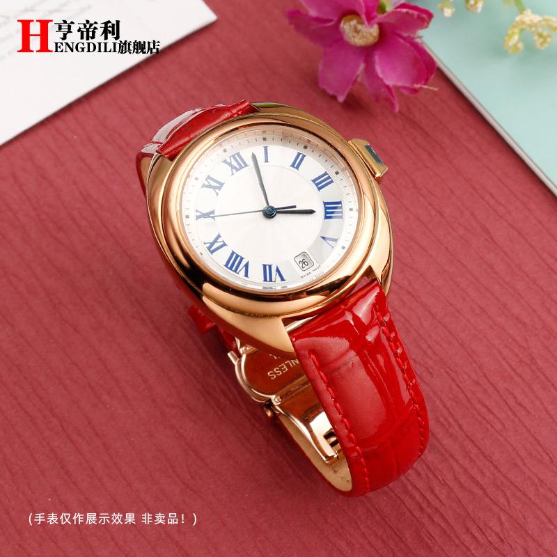 women's Bright smooth cowhide watch strap 14mm 15mm 16mm 17mm 18mm For Cartier Solo Key TANK London crocodile leather watchband