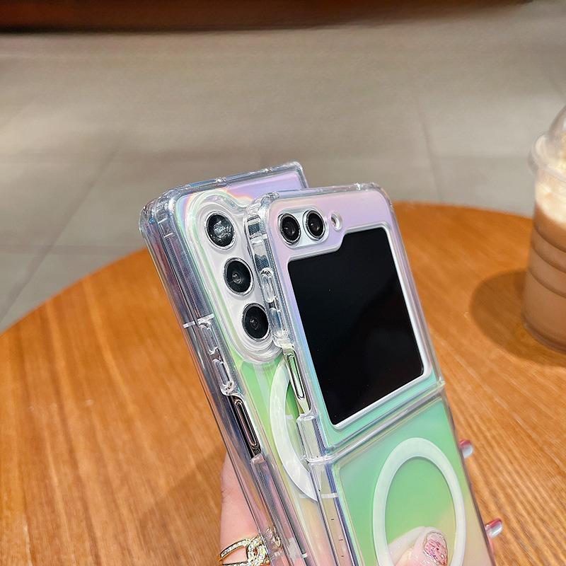 Advanced Color Plated Aurora Samsung Folding ZFOLD7 Magnetic Suction Mobile Phone Case Suitable for ZFLIP7 Protective Case ZFOLD5