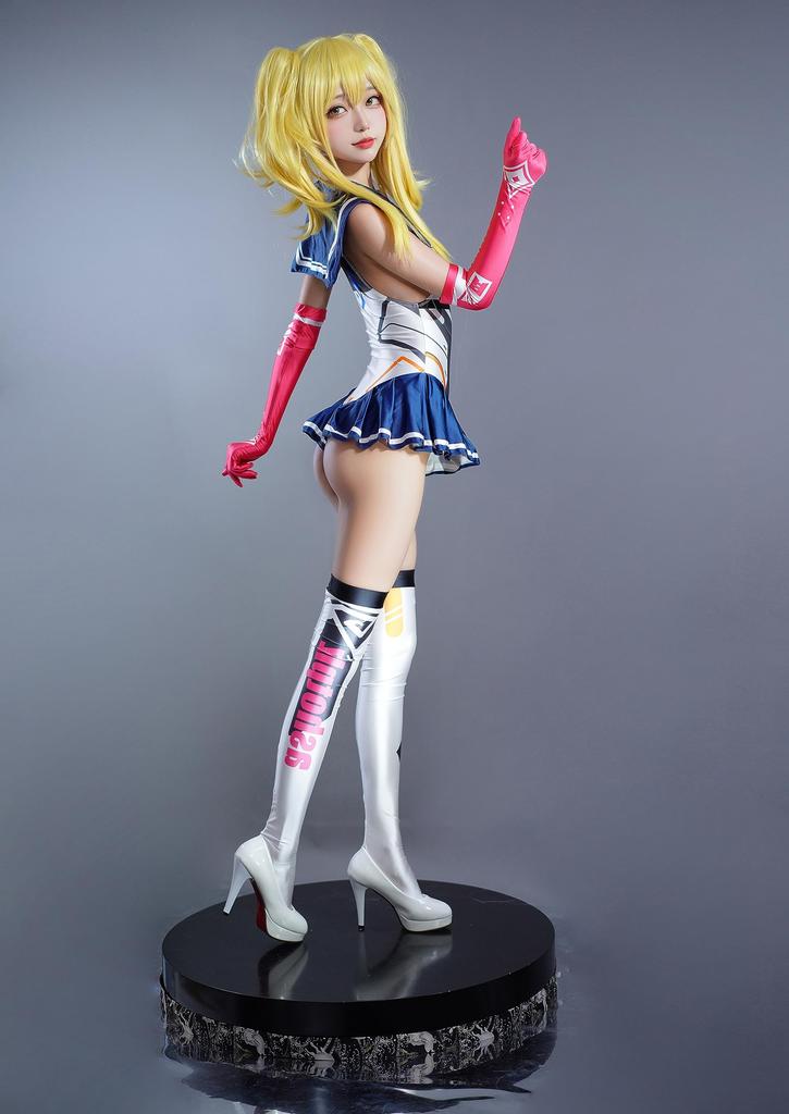Sailor Uniform Sexy High Leg Swimsuit Shiny Simple Gloves with Knee High RQ Race Queen Cosplay Costume [LOST-G] Women's (M, NAVY)