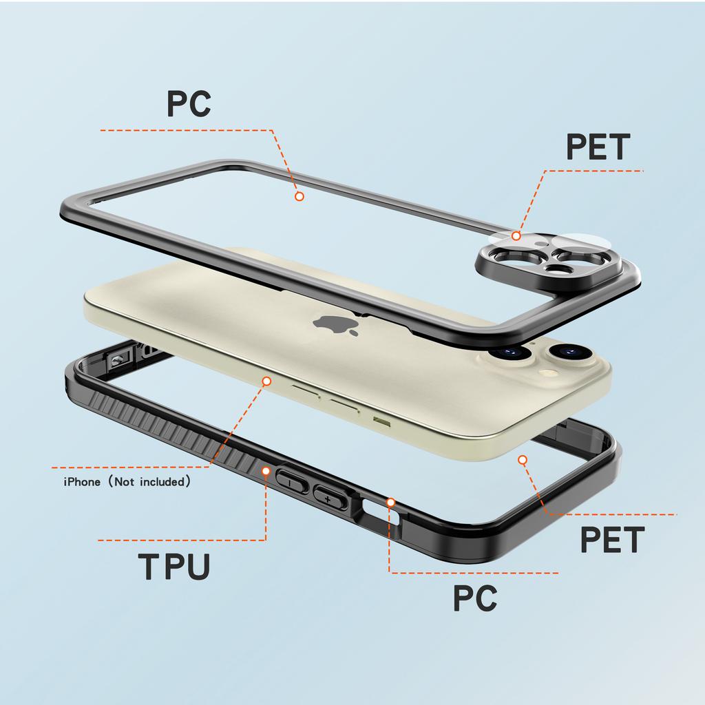 REDPEPPER FS Series for iPhone 15 Plus All-inclusive Phone Case IP68 Waterproof Dustproof Snowproof Clear Cover