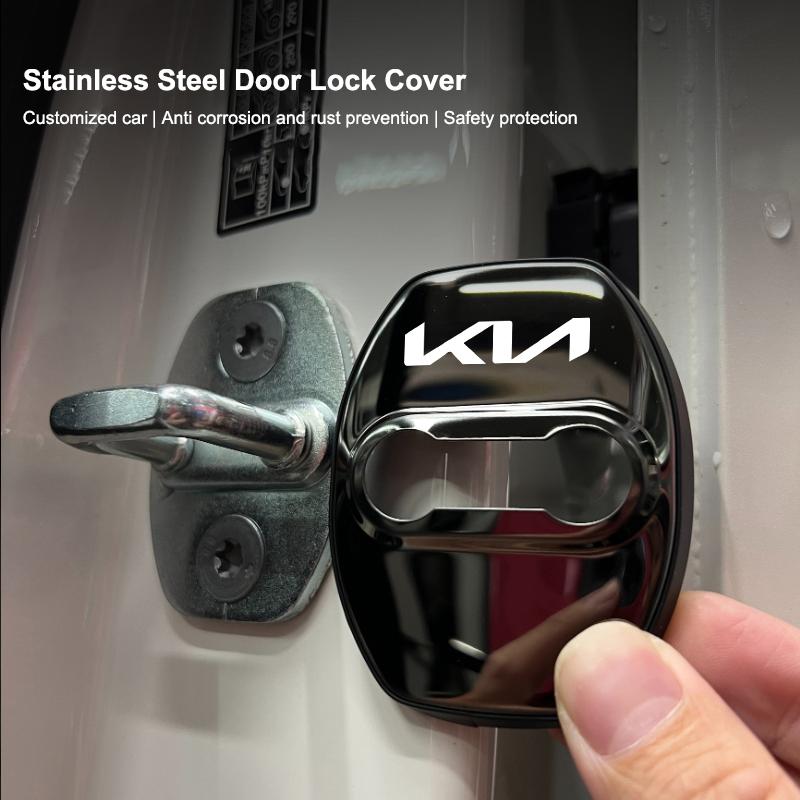 Juego de 4 Elegantes Cubiertas Protectoras de Acero Inoxidable para Cerradura de Puerta de Coche para Kia Sportage Ceed Picanto Rio ProCeed Niro 5 3 4 K7 K5 K8 K