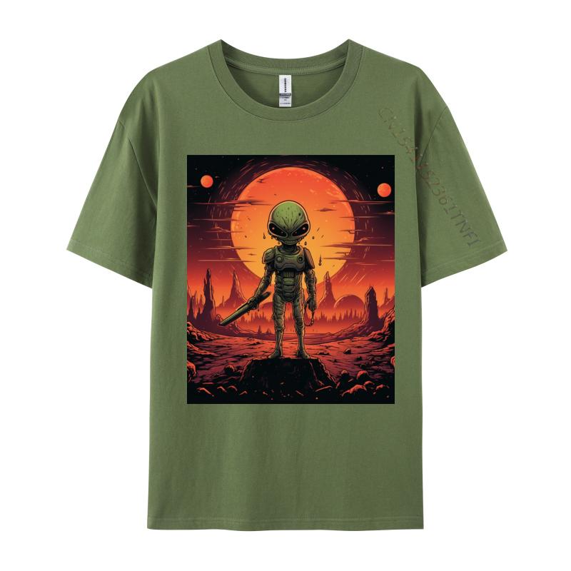 Printing Tops Tees Alien In Armor Tshirts 100 Cotton Fabric Student T Shirt Casual Tops Tees Clothing